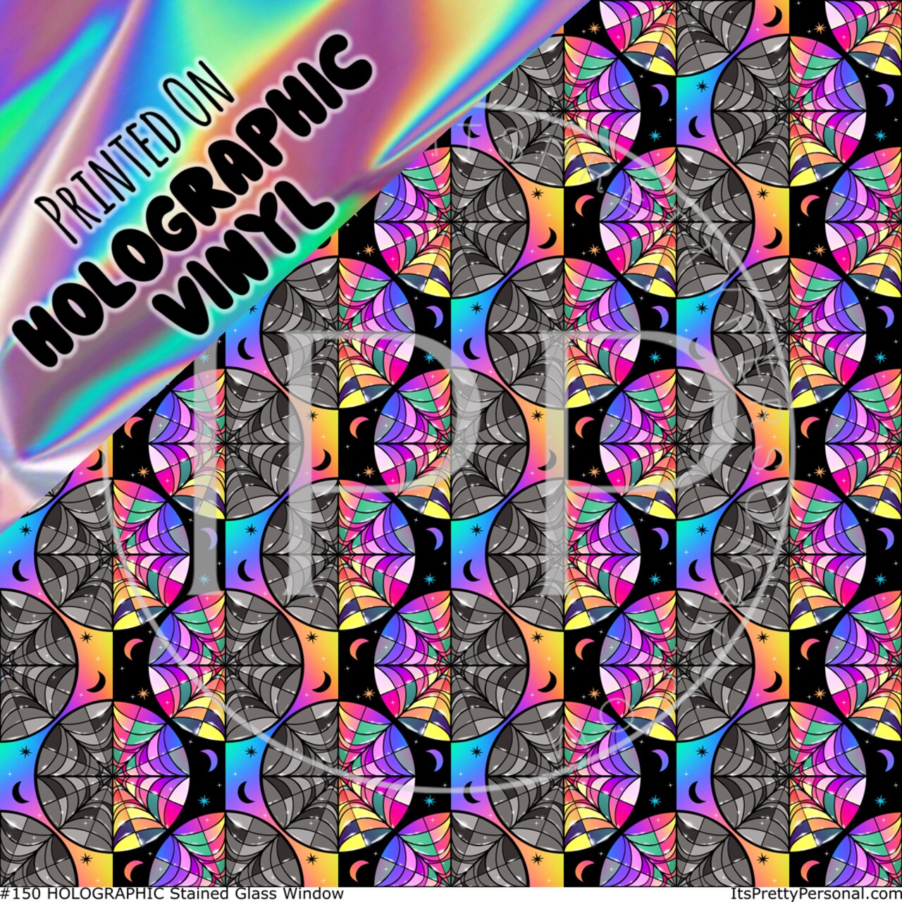 150 HOLOGRAPHIC -Stained Glass Window Wednesday 12x12 Pattern Vinyl